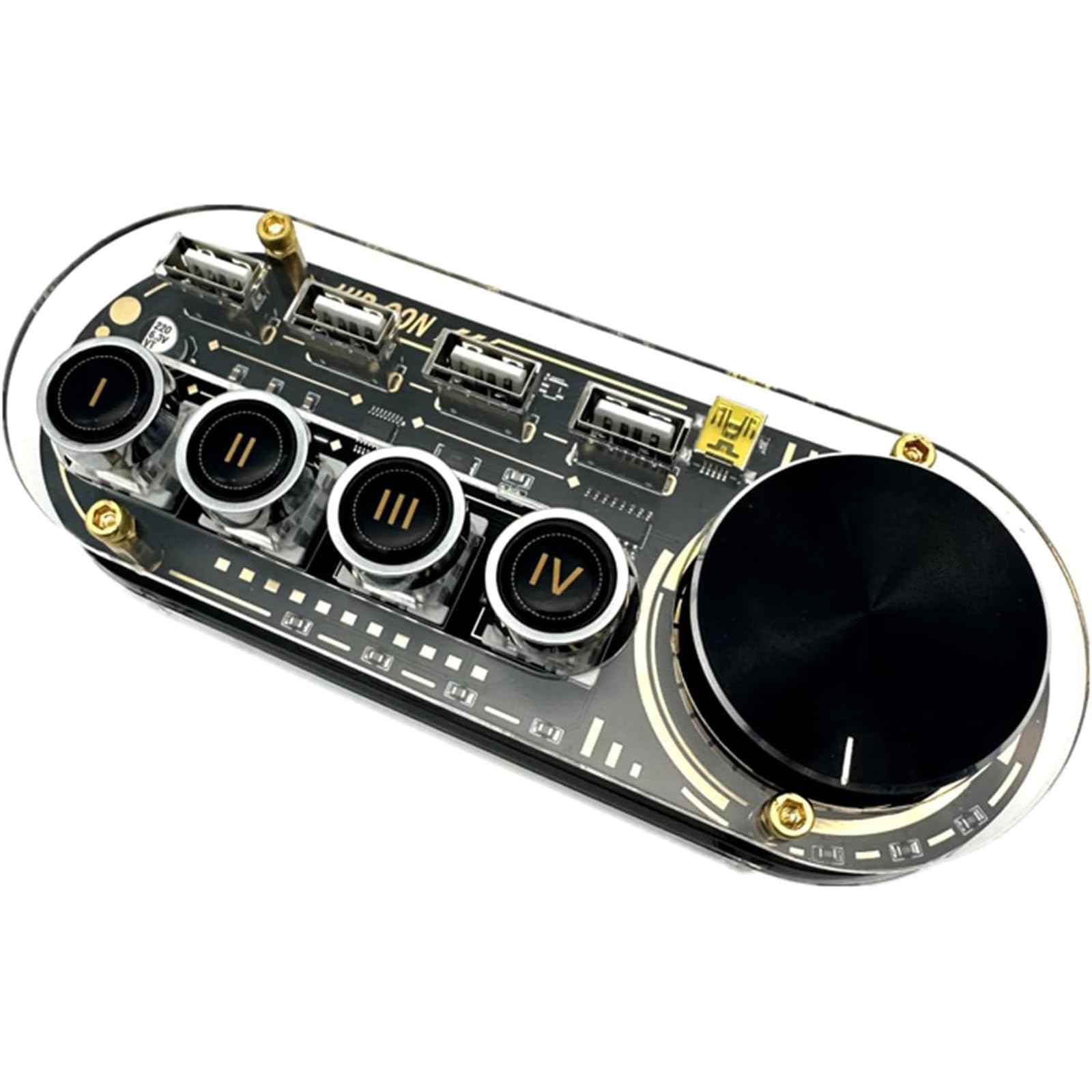 Docking Station USB, Hub USB Multifunzione Con Manopola Per Il Controllo Del Volume, 24 Tipi Di Luci RGB, 3 Porte USB 2.0 Per La Trasmissione Dati E 1 Porta USB 2.0 Per L'alimentazione, Per Tablet