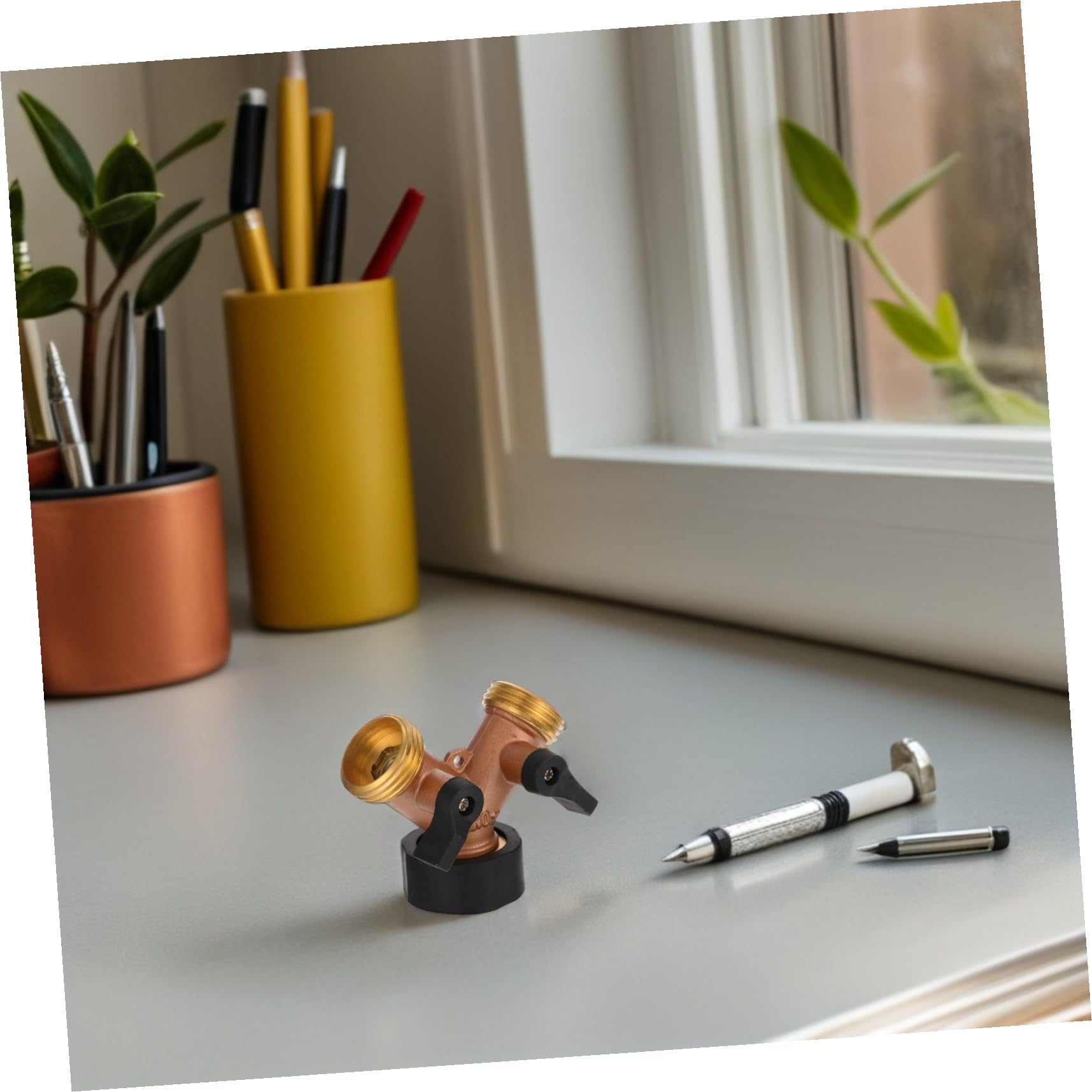 TEHAUX 2 Piezas Divisor de Manguera Jardín Latón Conector Rápido y Acoplamiento para Control de Flujo Compatible con Sistemas de Riego por Goteo y Accesorios de Tuberías