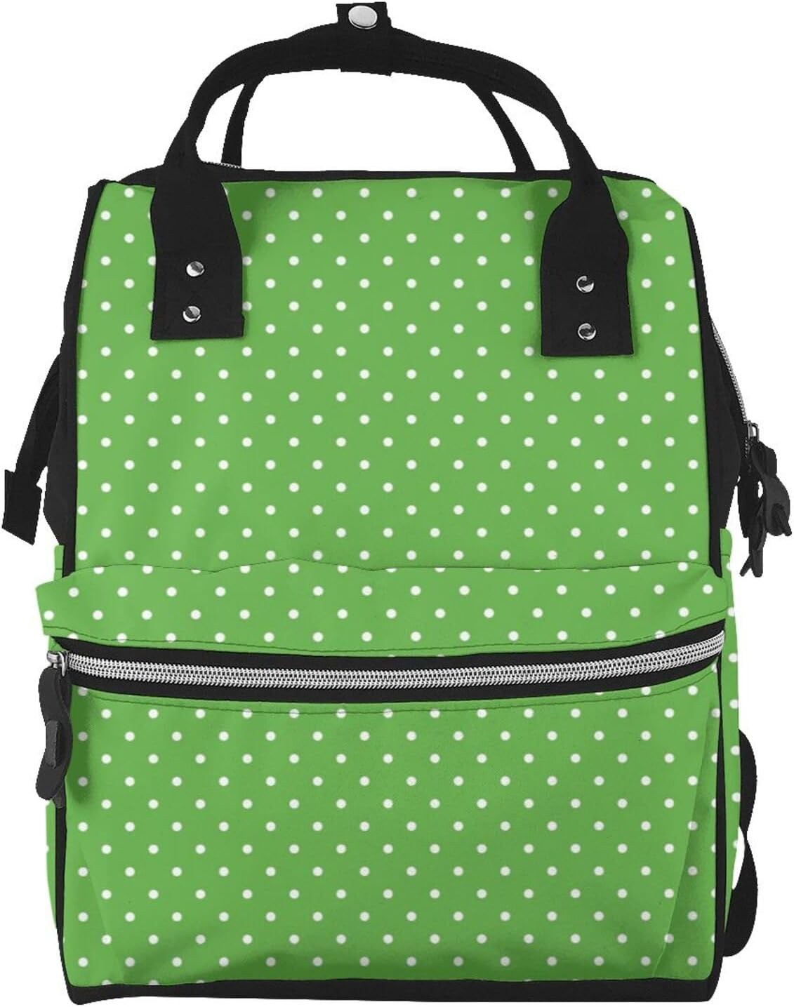 Cute Retro Olive Green Gingham Plaid Diaper Bag Backpack for Women, Large Capacity Waterproof Travel Bag with Stroller Straps
