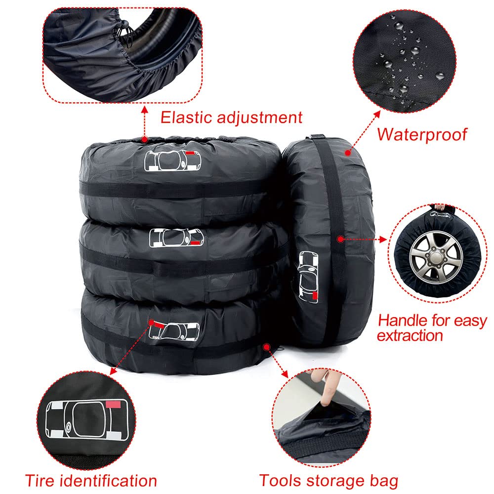 Copriruota di scorta Universale, 1 pz ~ 4 pz 13-20 Pollici Antipioggia copriruota Auto Copri Pneumatici Protezione Solare for Auto Camper Copri Pneumatici Auto Regolabili(A 1pc L 16 20inch)