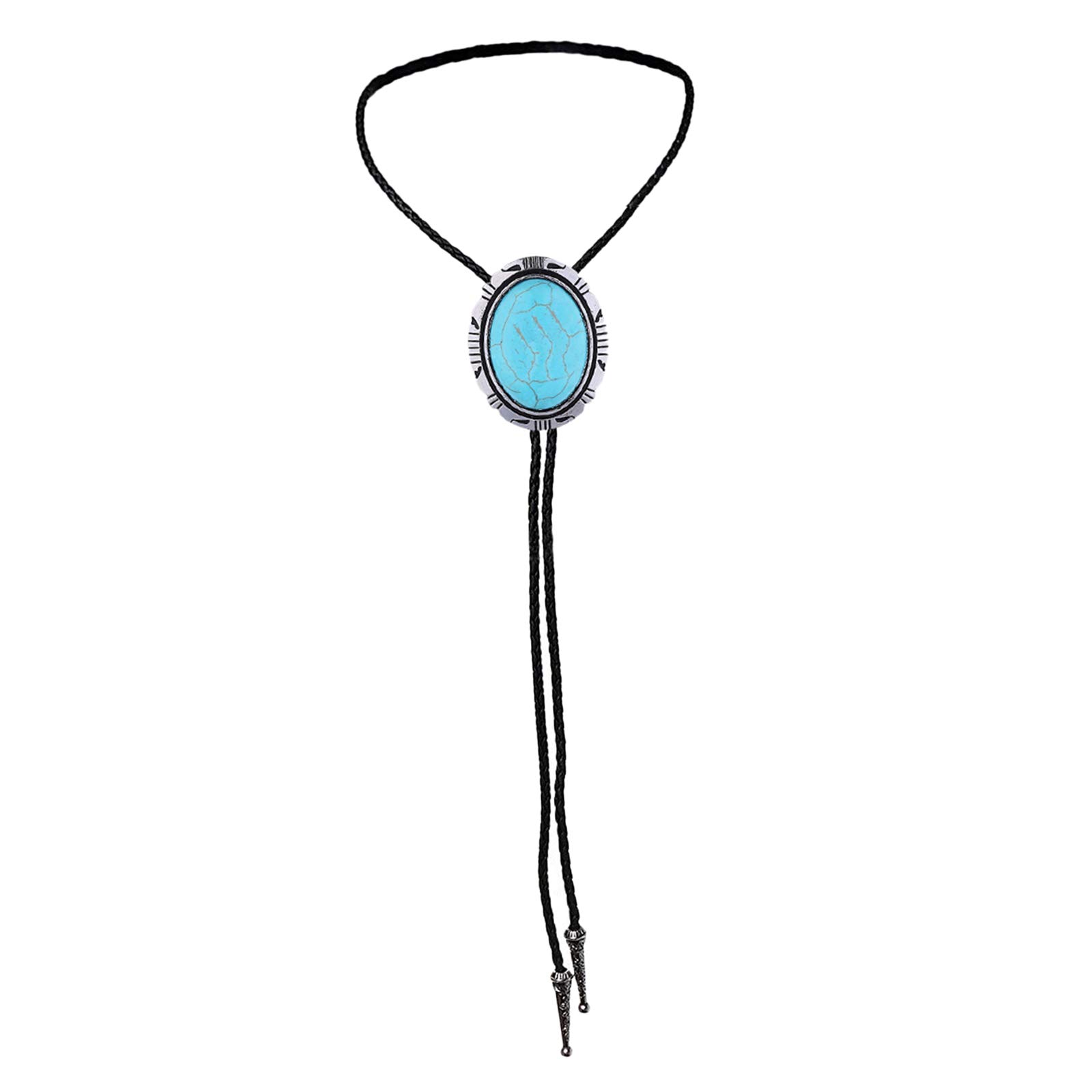 ATORSE™ Mens Bolo Tie Vintage Necklace PU Leather Rope Western Cowboy Turquoise-image-48