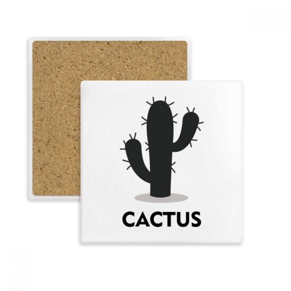 Plante silhouette carrée coaster pierre absorbante porte tasse cactus vert