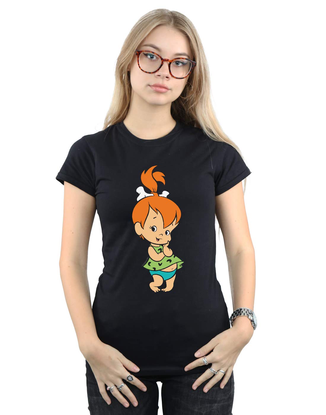 Absolute Cult Women's Black The Flintstones Pebbles Flintstone T-Shirt Medium