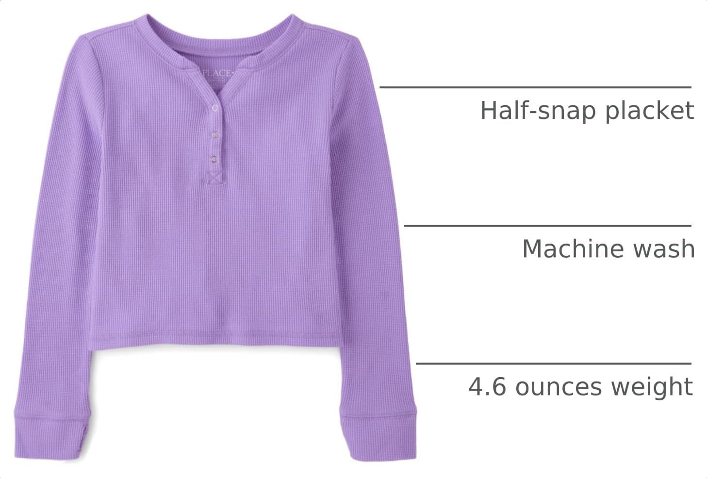 The Children's Place Girls' Basic Long Sleeve Thermal Henley Tops