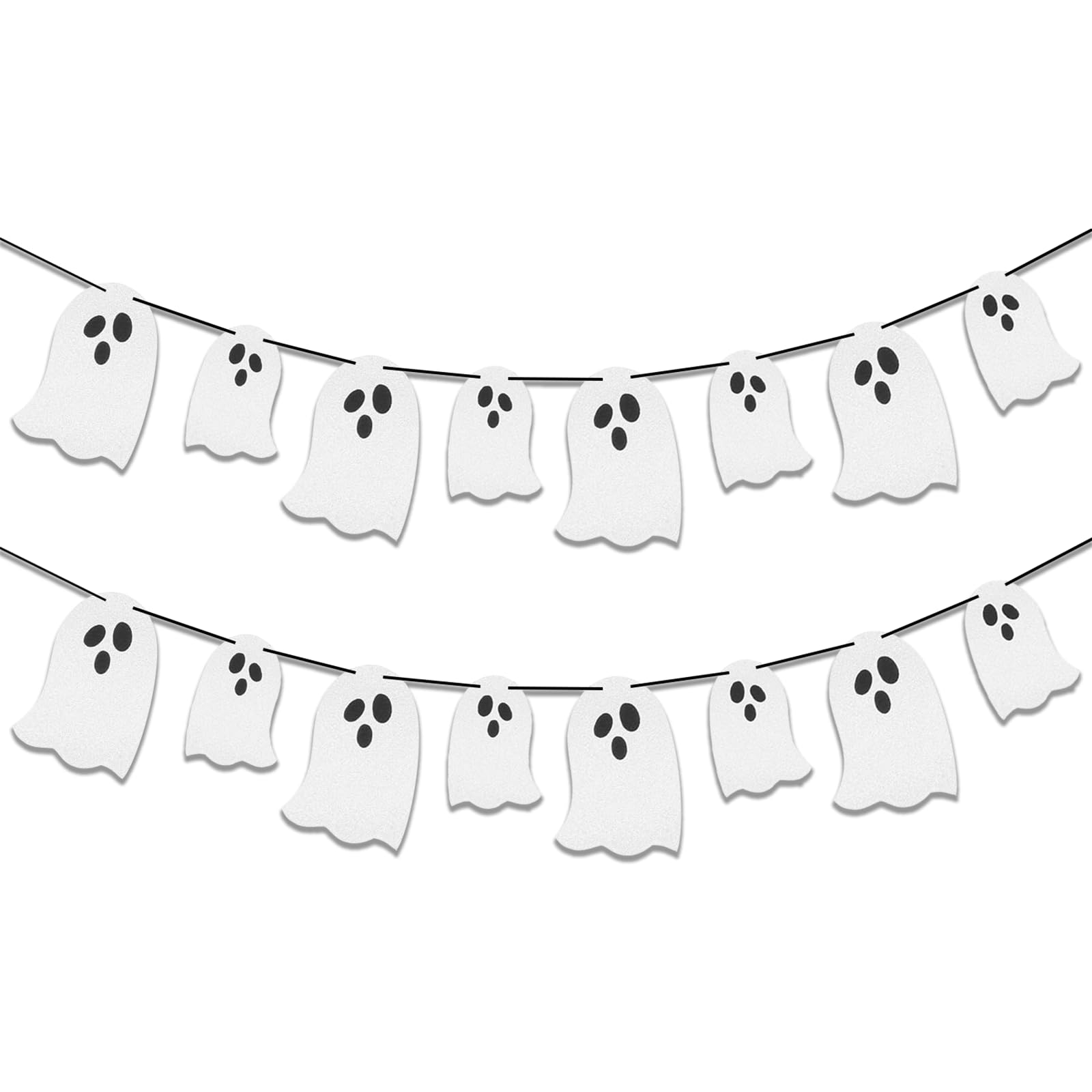 HIXNUG 2pcs Halloween Ghost Garland Banner White Ghost Decorations for Haunted Houses Doorways Wall Indoor Outdoor Party Supplies