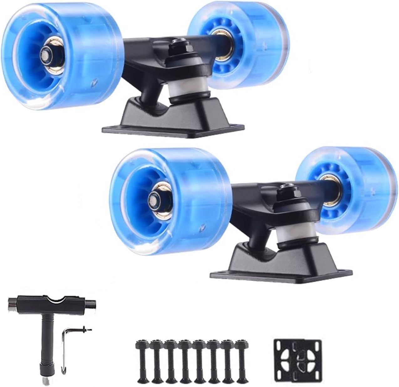 Skateboard Trucks Set 4 Pcs Pack Wheels Longboard Wheels for Cruising Street Wheel 60mm with Skateboard Bearings Skateboard Pads Skateboard Tool