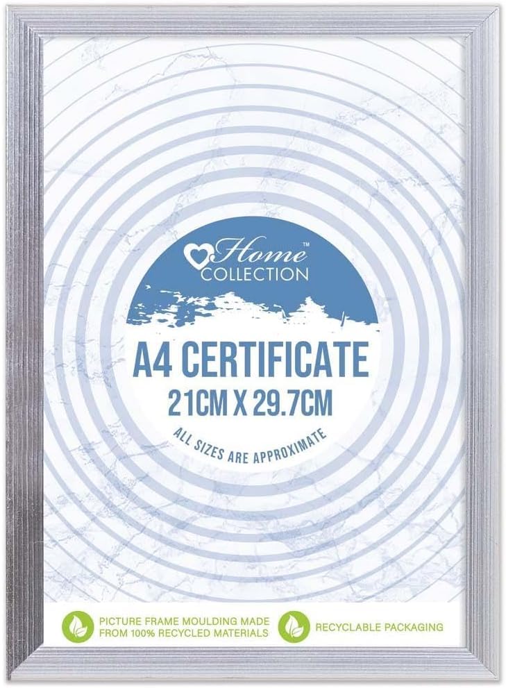 HLM DESIGN GROUP Silver Ribbed Design Freestanding Wall Mount Picture Photo Frame A4 size for Home Decor