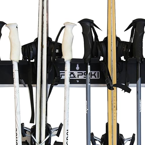 Miniatura 9 de TRAPAWAY Estante de pared  Capacidad para 4 pares de esquís o snowboard por Bindings  Organizador de garaje para herramientas, equipo y equipo de