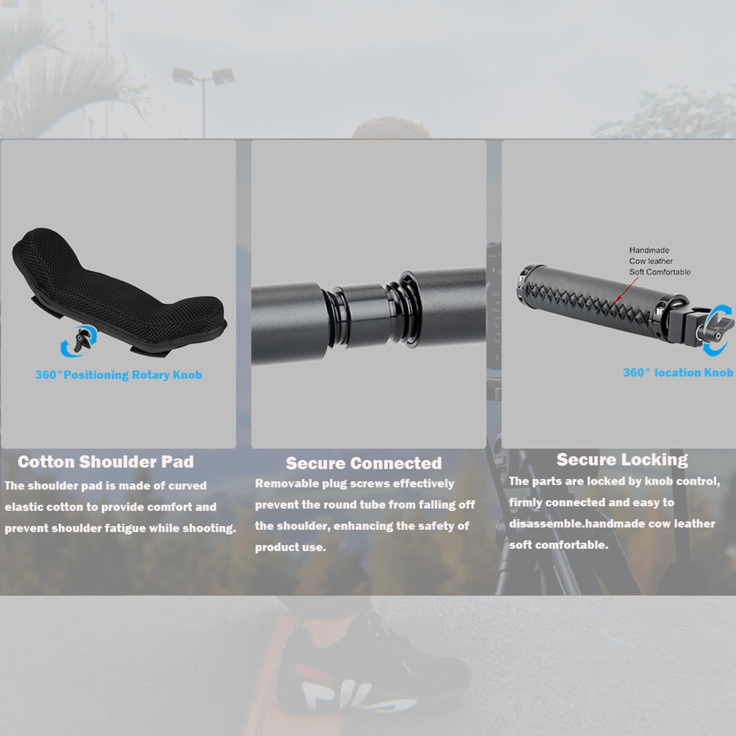 NICEYRIG Sistema di supporto per spalla 15 mm, per videocamere DSLR Cinema, supporto a spalla con piastra di base, asta in lega di alluminio da 15 mm, set di maniglie - 435