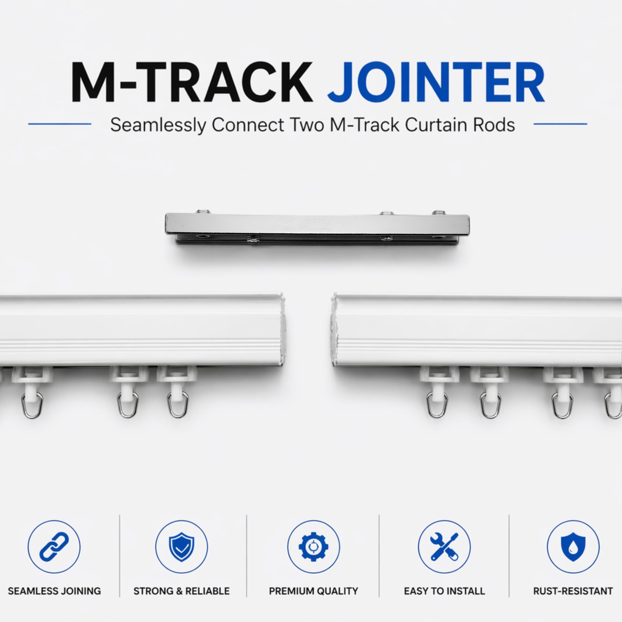 FAPBADRI M Track Curtain Channel Jointers, Easily Connect Two Channels / Tracks with Such a Jointer, Material Aluminum, Pack of 1 piece