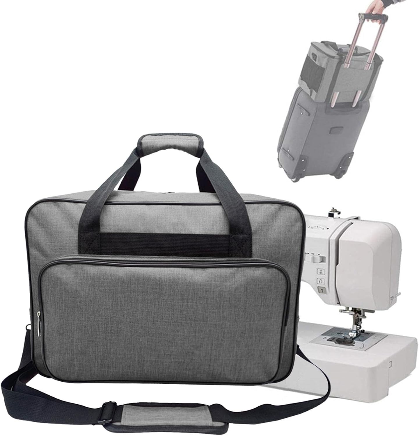 Borsa per macchina da cucire, borsa tote con tasche e manici, custodia universale per macchina da cucire, grigio-Ivan