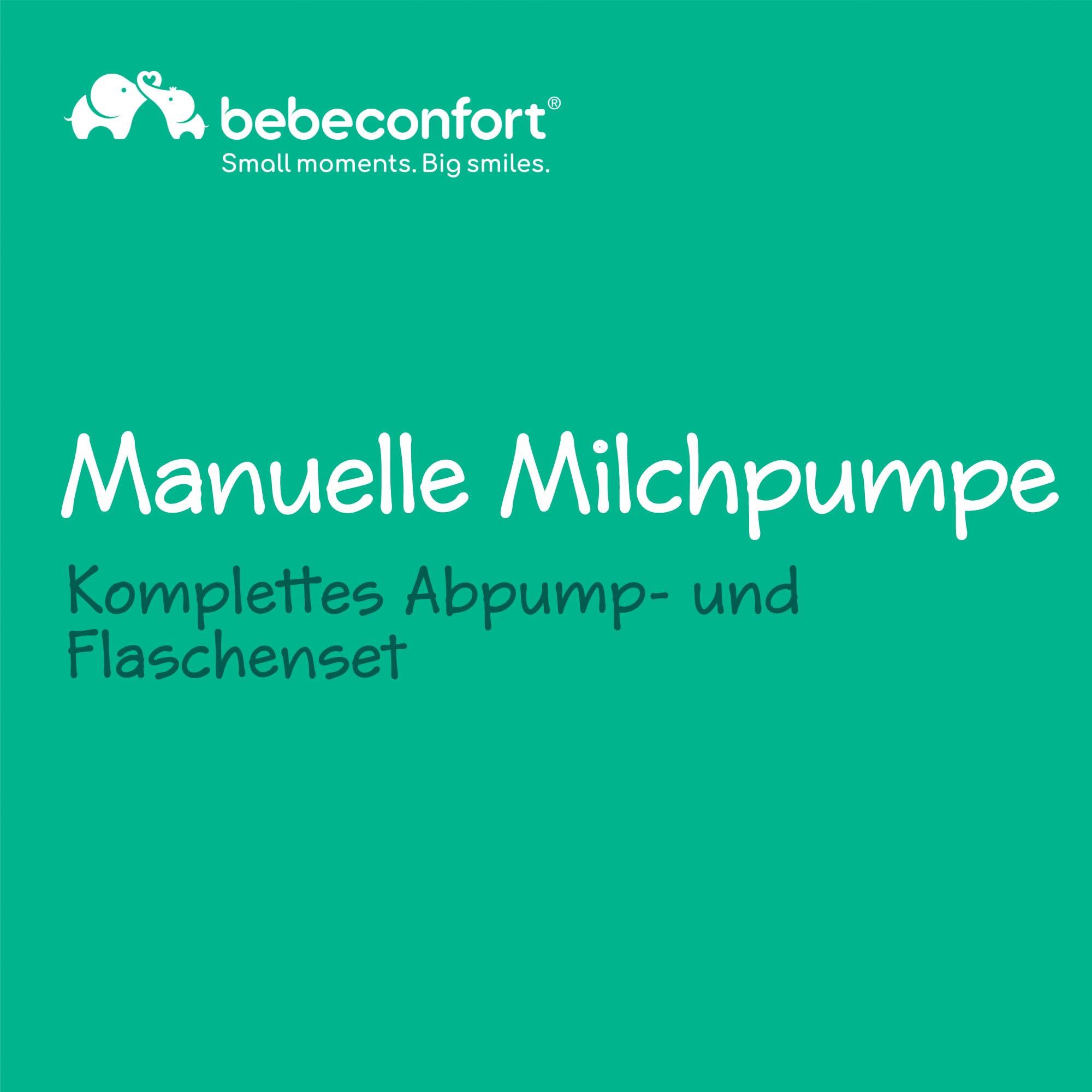 Bebeconfort Handmilchpumpe, Silikonmilchpumpe, Handmilchpumpen-Set mit 150 ml Babyflasche inklusive, Sand