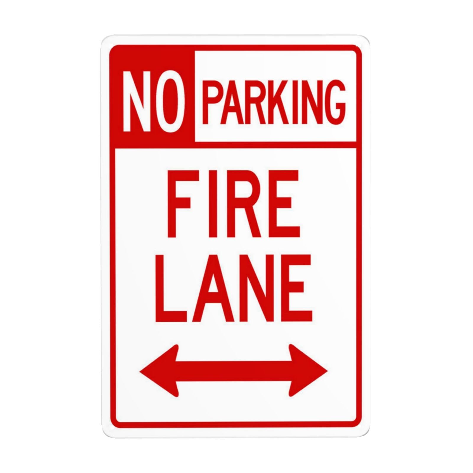 SMAZDFXX No Parking Bidirectional Fire Lane Metal Warning Signs, Cautions Security Tin Sign, Safety Posted Signs for Street Business Wall Decor 12"x16"