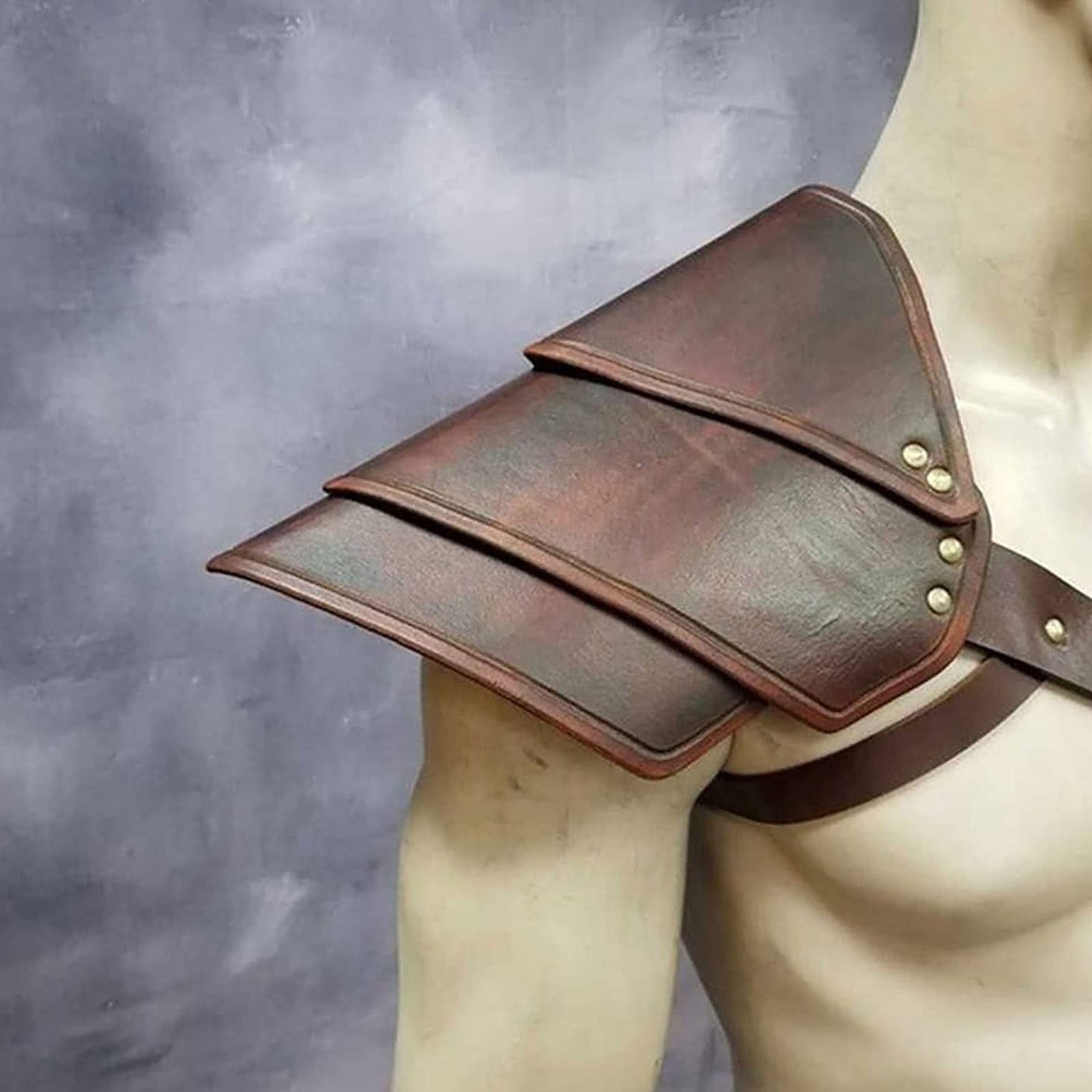 Wulachaka Épaulière Médiévale Cuir Synthétique – Armure Chevalier Pour Cosplay, Halloween, LARP Homme