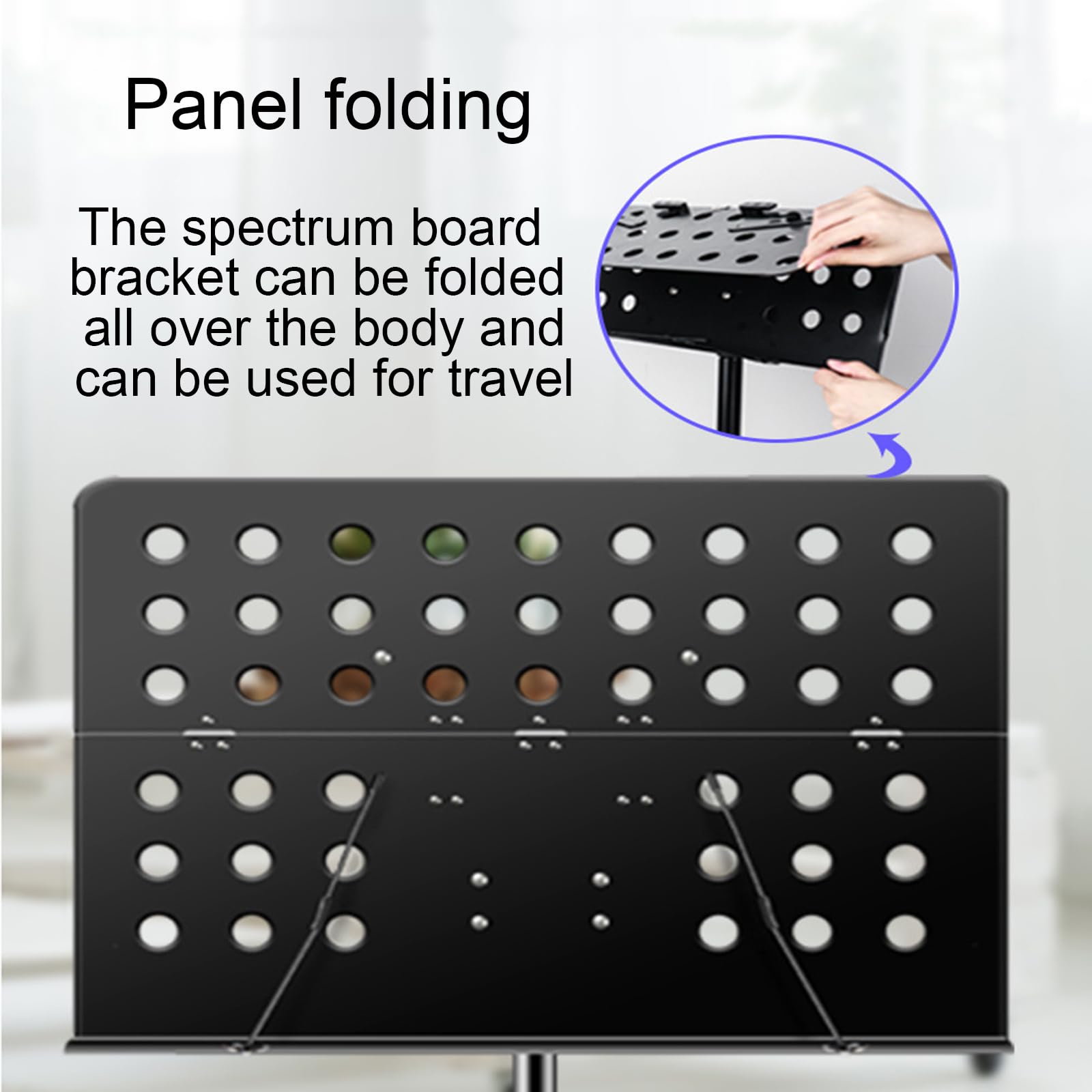 Soporte de música, portátil, trípode plegable, ajuste de panel multiángulo, adecuado para interpretaciones instrumentales