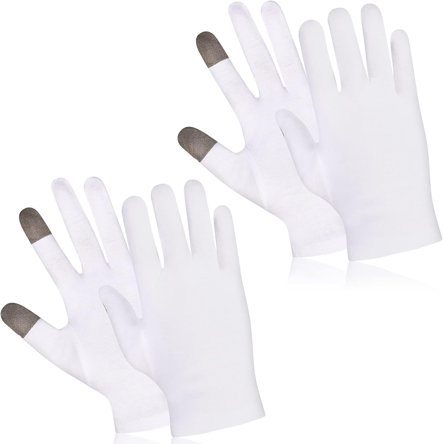 2 Pairs Touch Screen Thin Moisturizing Gloves, White Cotton Moisturizing Gloves for