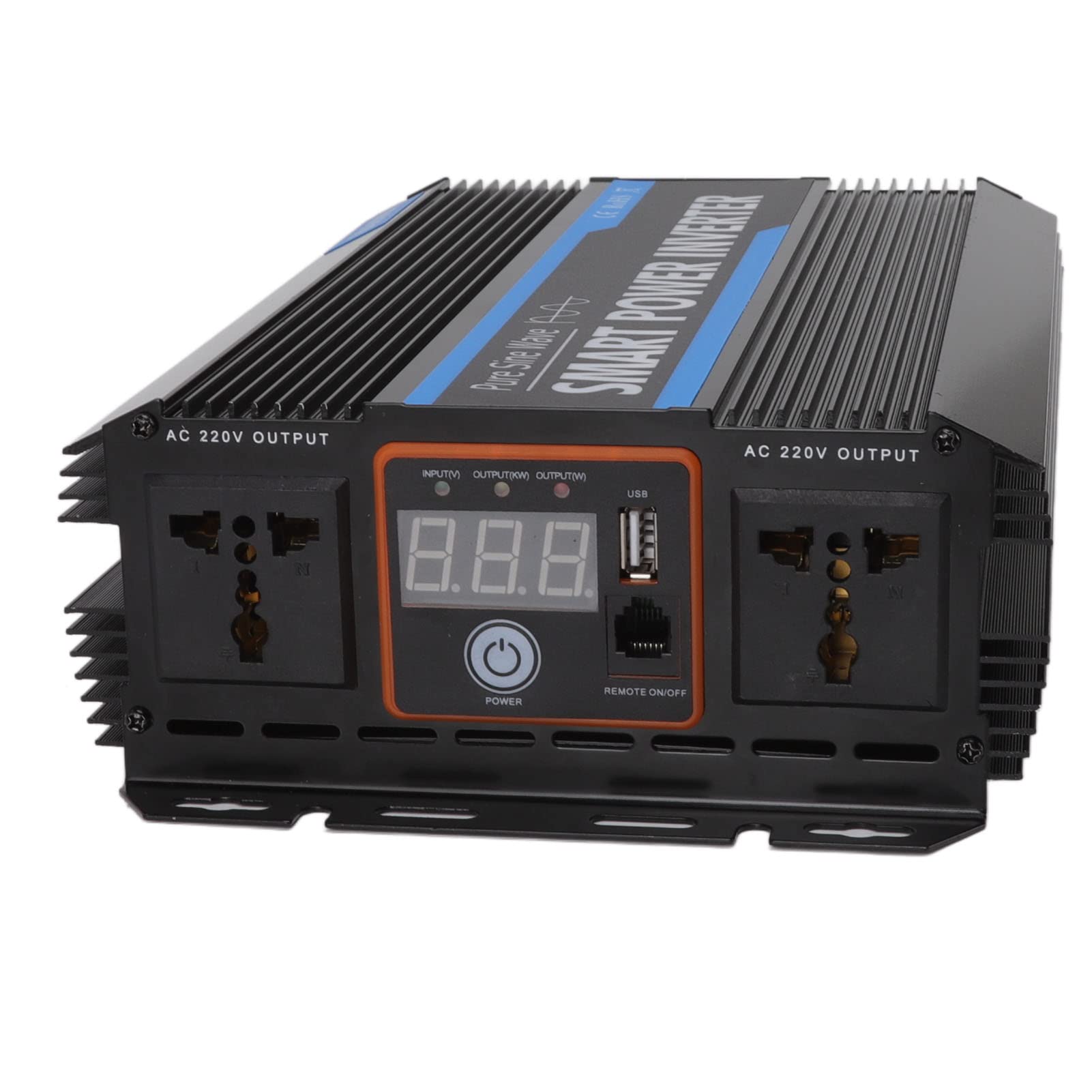 Domary Inverter di Potenza da 6000 W 12 V a Onda Sinusoidale con Doppie Ventole di Raffreddamento e Interruttore Remoto per Solare Domestico