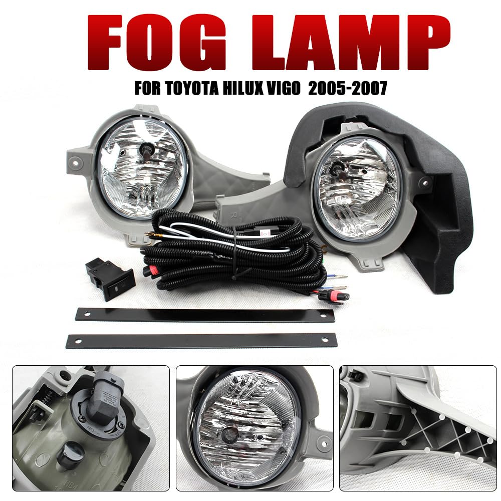 Kit De Actualización De Faros Antiniebla En El Parachoques Delantero PARA TOYOTA HILUX VIGO 2005 2006 2007 Interruptor De Juego De Luces Antiniebla Adicionales Cableado