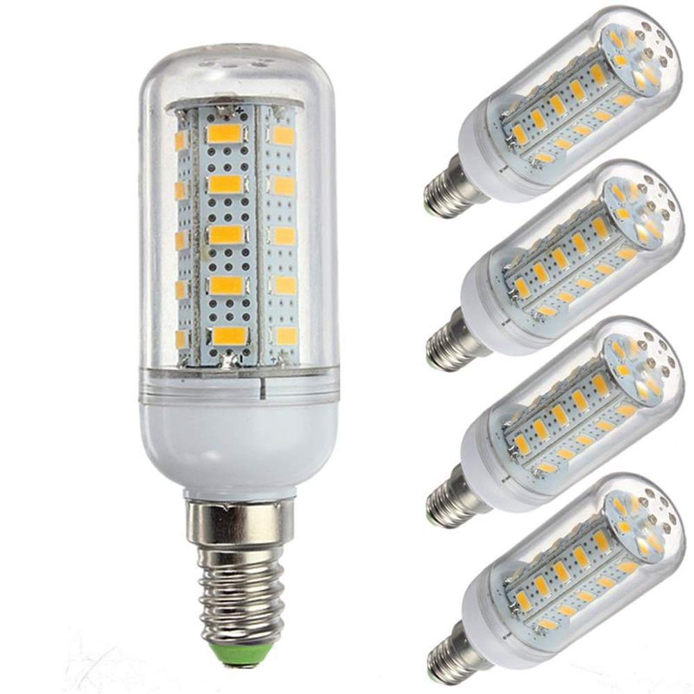 E14 LED lampadina di mais 12 V 24V 6W lampadina a led lampadina media edison a vite a candela lampadina non dimmerabile lampadina di candelabri, 5-pack LLPYLED (Color : Warm white)
