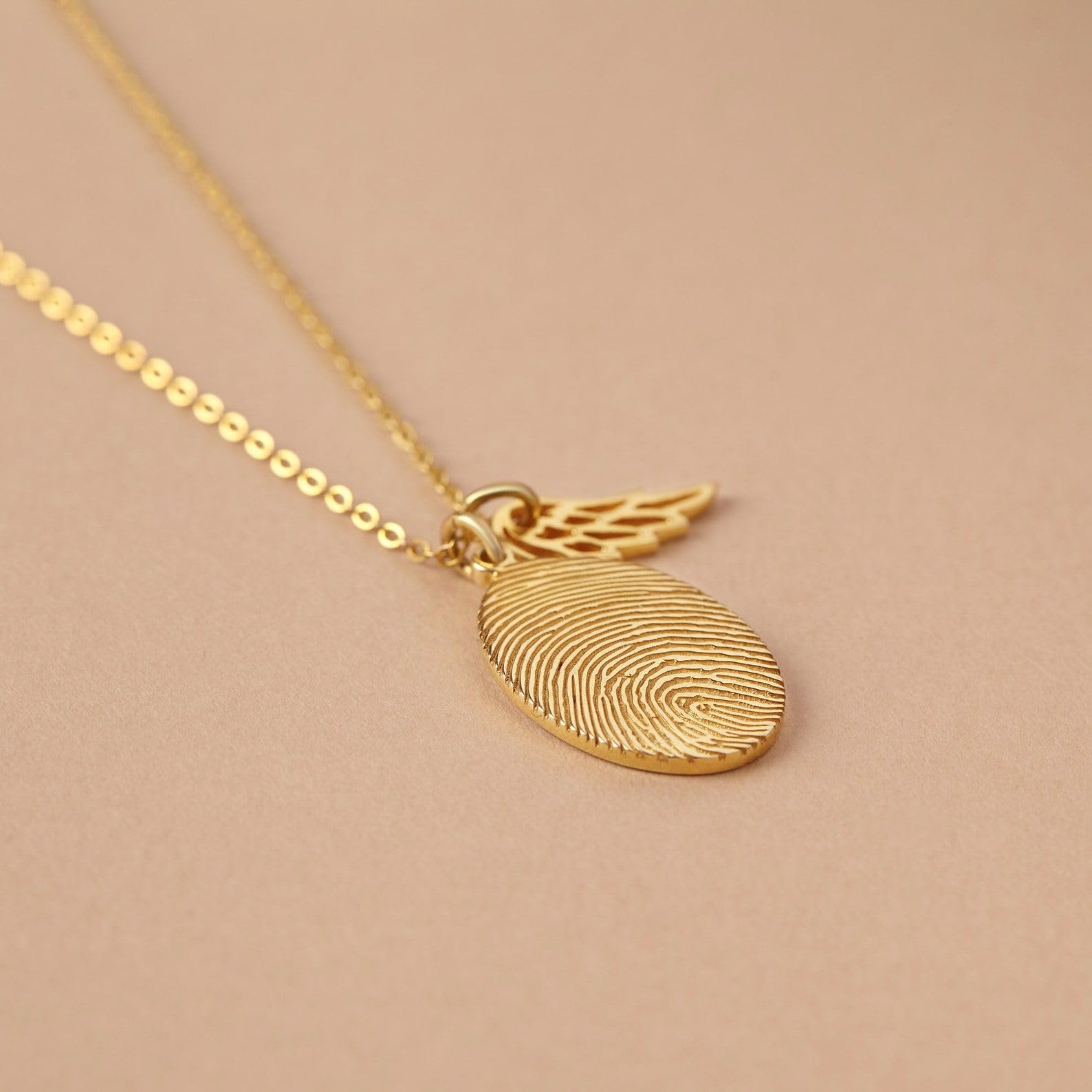 Collar con huella digital ala de ángel, a medida conmemorativo, huella del pulgar joya para pérdida de mamá papá Día de la Madre Navidad cumpleaños aniversario