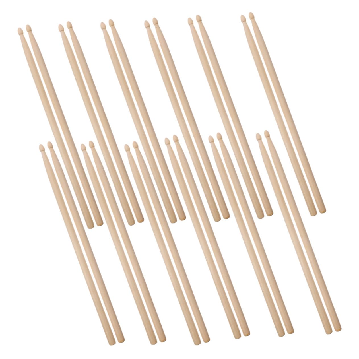 12 Pares Baquetas Madera para Batería con Grip Cómodo Equilibradas y Resistentes para Jazz Rock y Percusión Principiantes y Profesionales