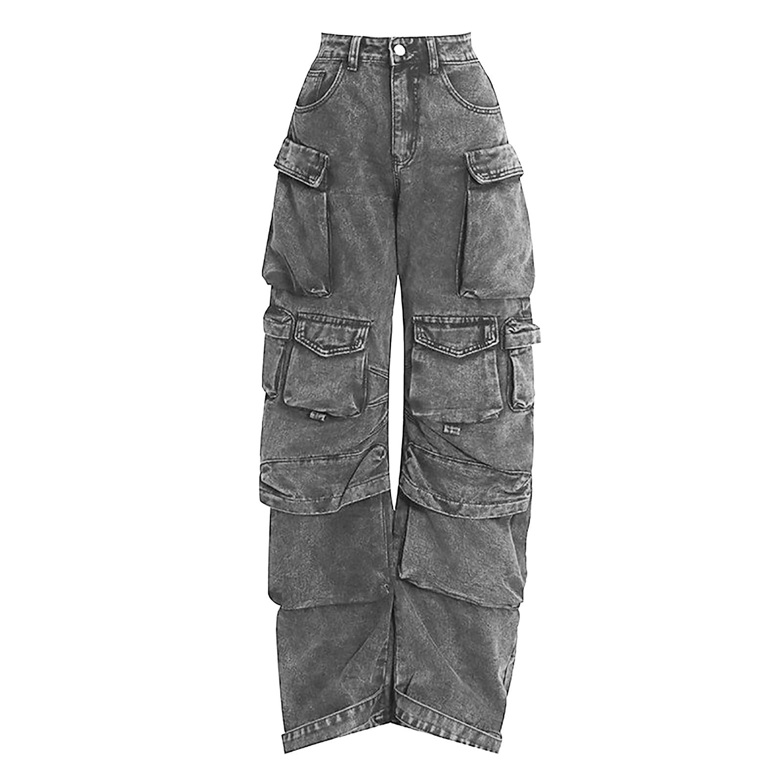 Jeans da Donna a Gamba Larga - Jeans Donna Vita Alta Larghi a Vita Alta Pantaloni Wide Leg Diritti Elasticizzati Jeans Lunghi Casuale Straight Trousers Casuale Hiphop Ragazza Teenager Streetwear