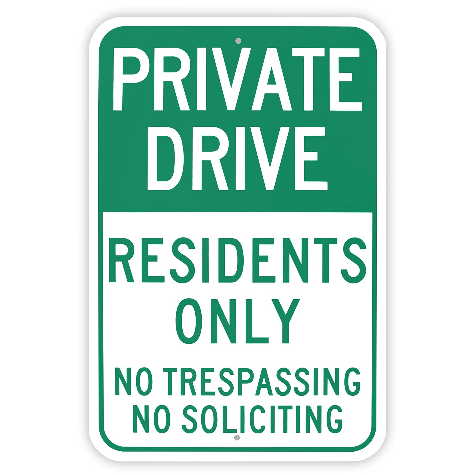 Private Drive Resident Only, No Soliciting No Trespassing Sign, 12x8 Inch, Aluminum, Reflective & UV Protected