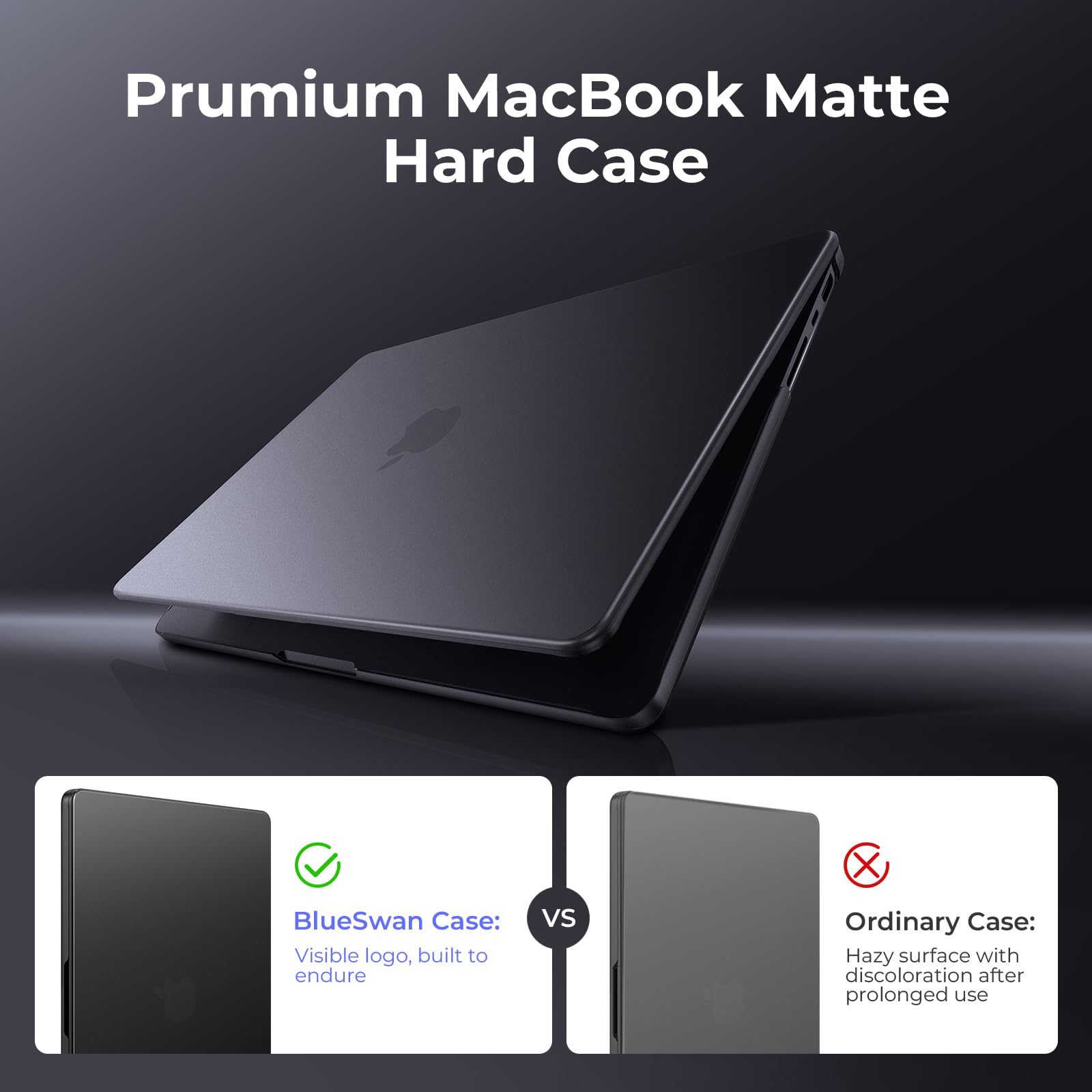 BlueSwan Coque MacBook Pro 14 Pouces M5 2026 2025 M4 M3 M2 M1 Pro/Max Protection Rigide Mate Noir