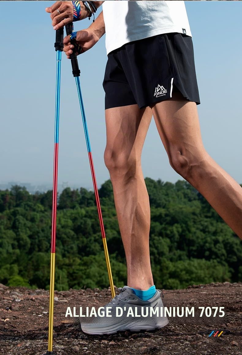 Aonijie Bâtons de randonnée pliables et légers en aluminium, 110/120 cm, réglables, ultra légers pour bâtons de course