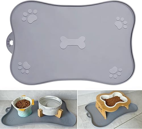 Tapete de silicona para comida para gatos, tapete impermeable para alimentación de mascotas para cuenco de agua y alimentos, bonito tapete de goma
