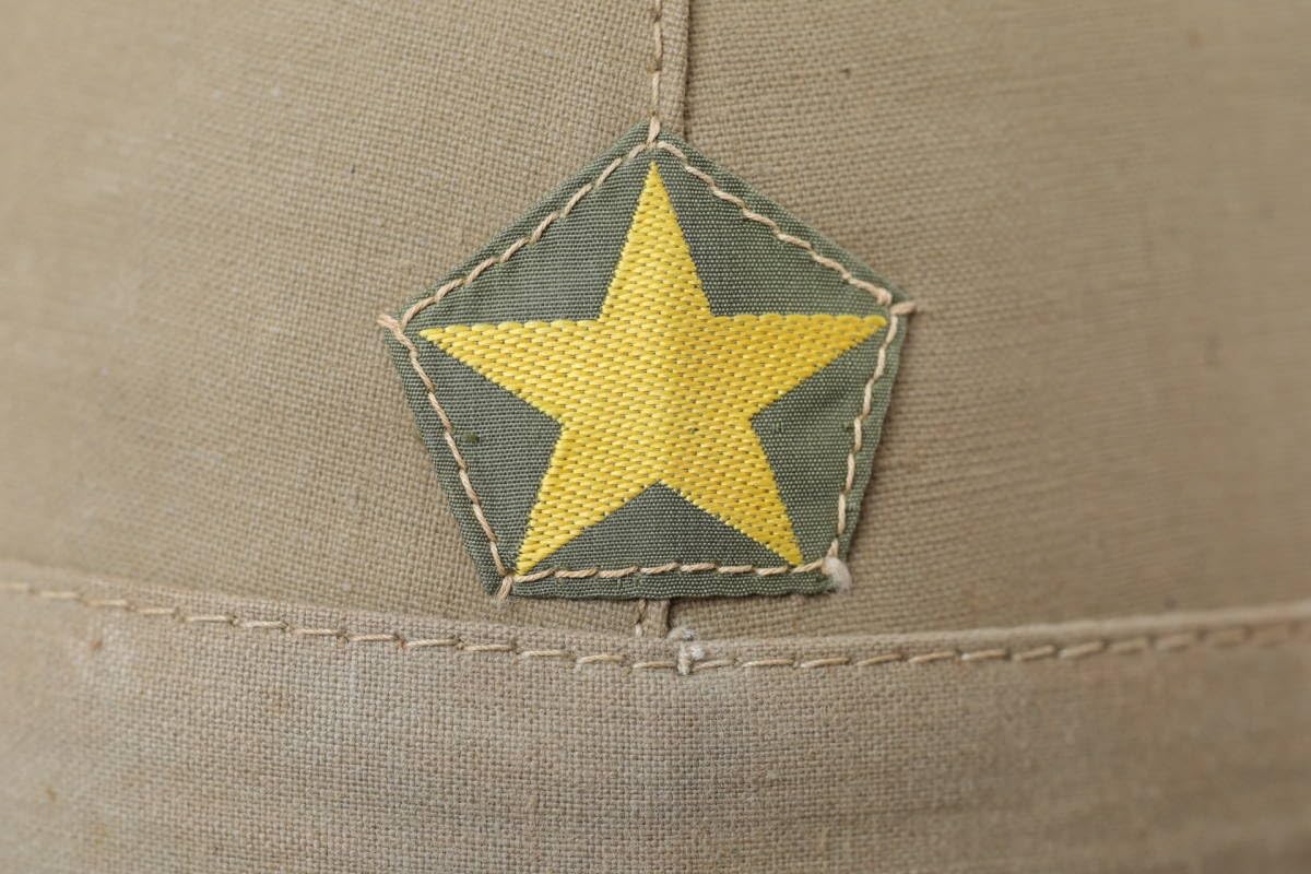 グレーの軍帽 金色バッジ付き　0120o69 Amazon.co.jp: 帝国陸軍防暑帽（九八式）用織出星章 日本陸軍日本海軍