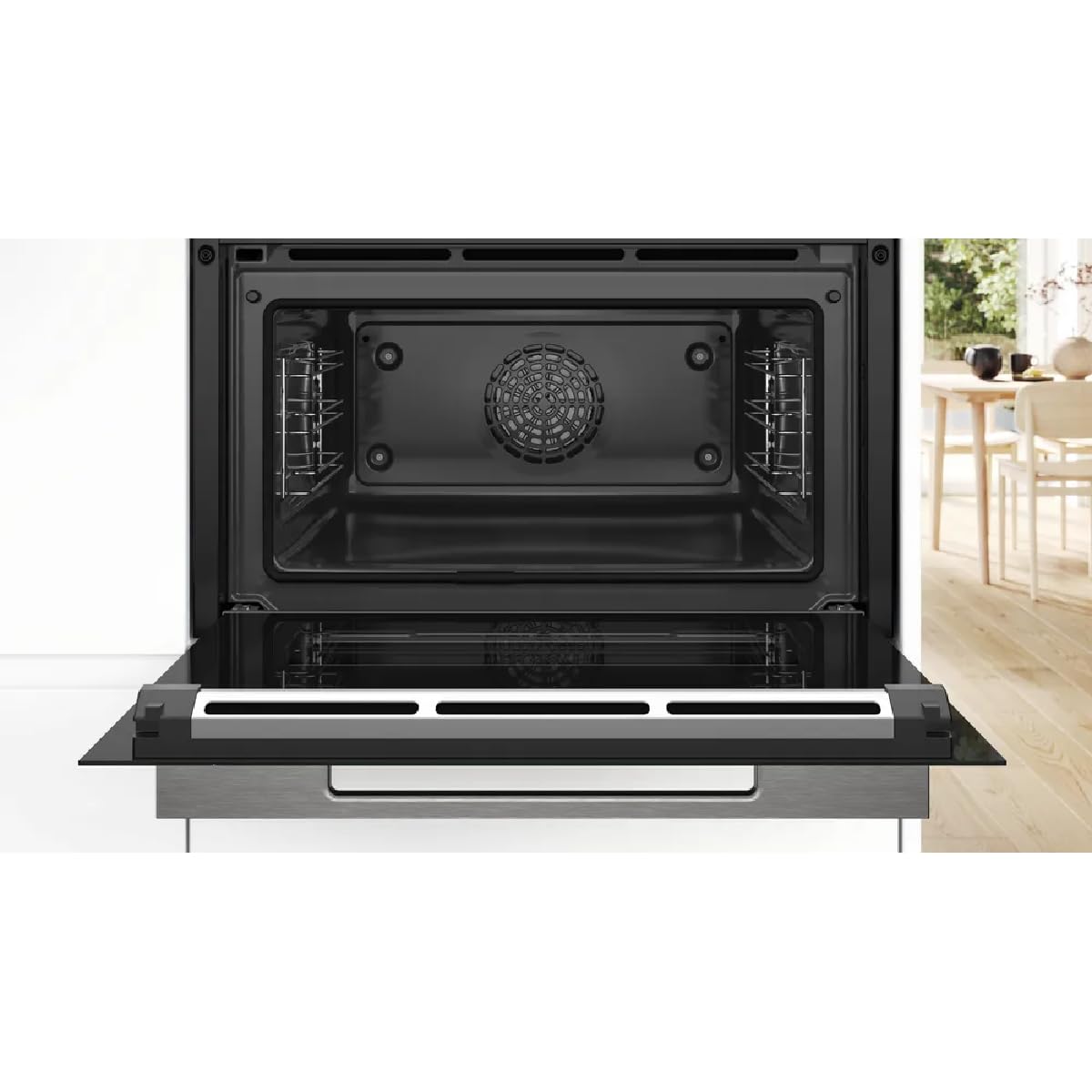 Bosch - Horno Compacto, 60 cm, Serie 8, Electrónica TFT TouchControl, AirFry, Función Assist, Home Connect, Pirólisis, Negro, CBG7741B1