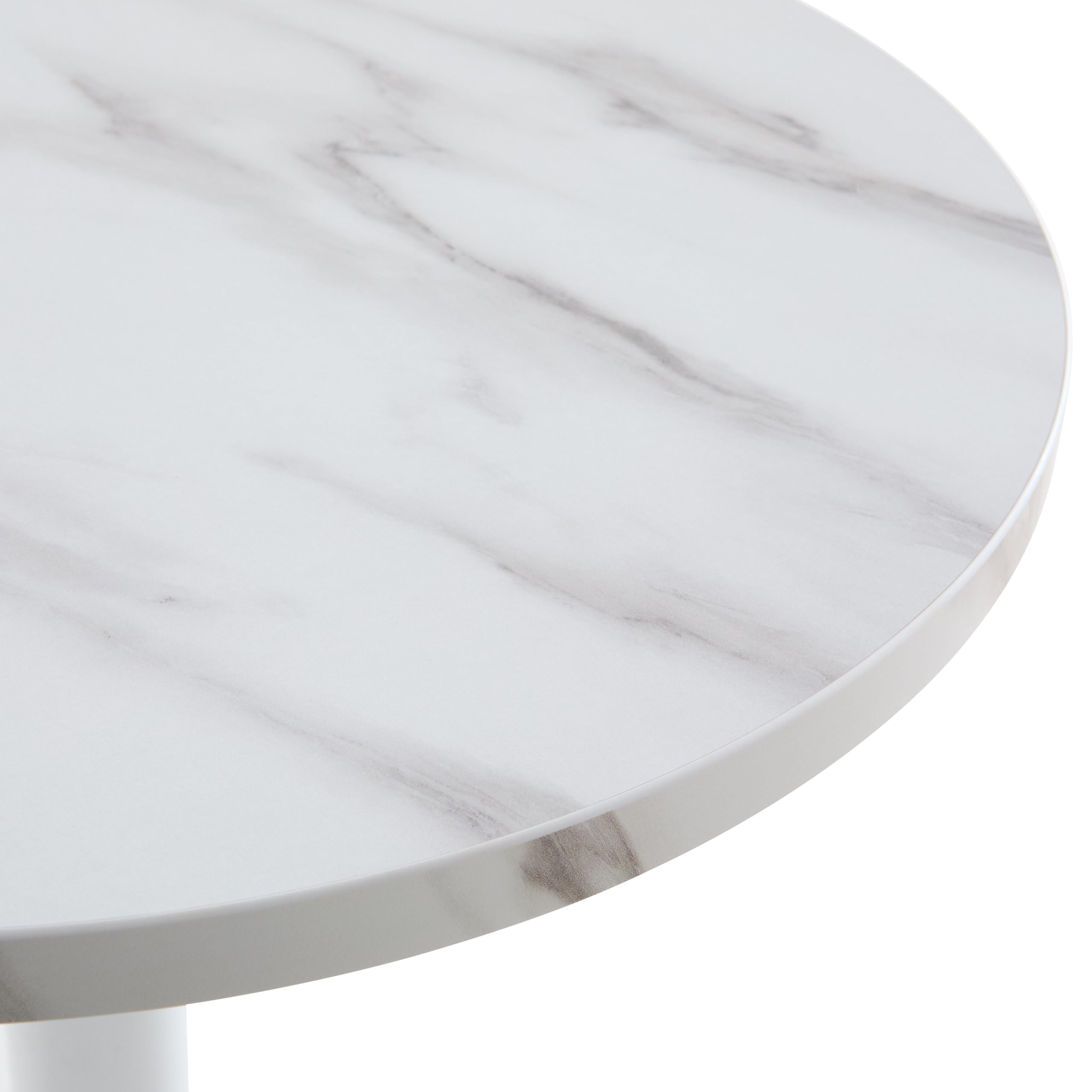 Oviala Plateau de Table Rond en mélaminé 60 cm marbre Blanc