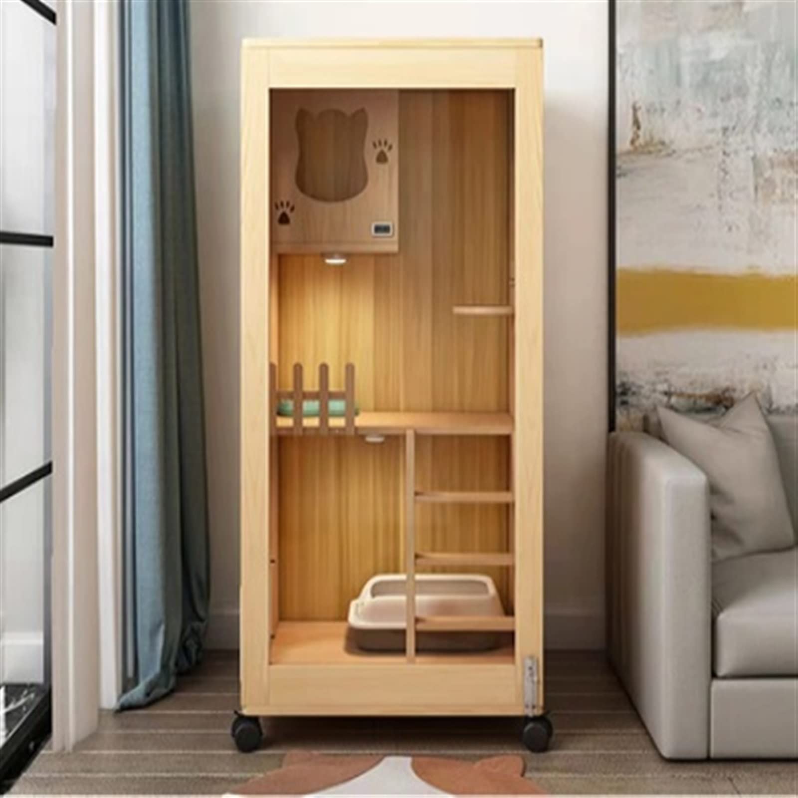 villa per gatti Cuccia for gatti da interni Gabinetto for chiuso for in legno Per interni