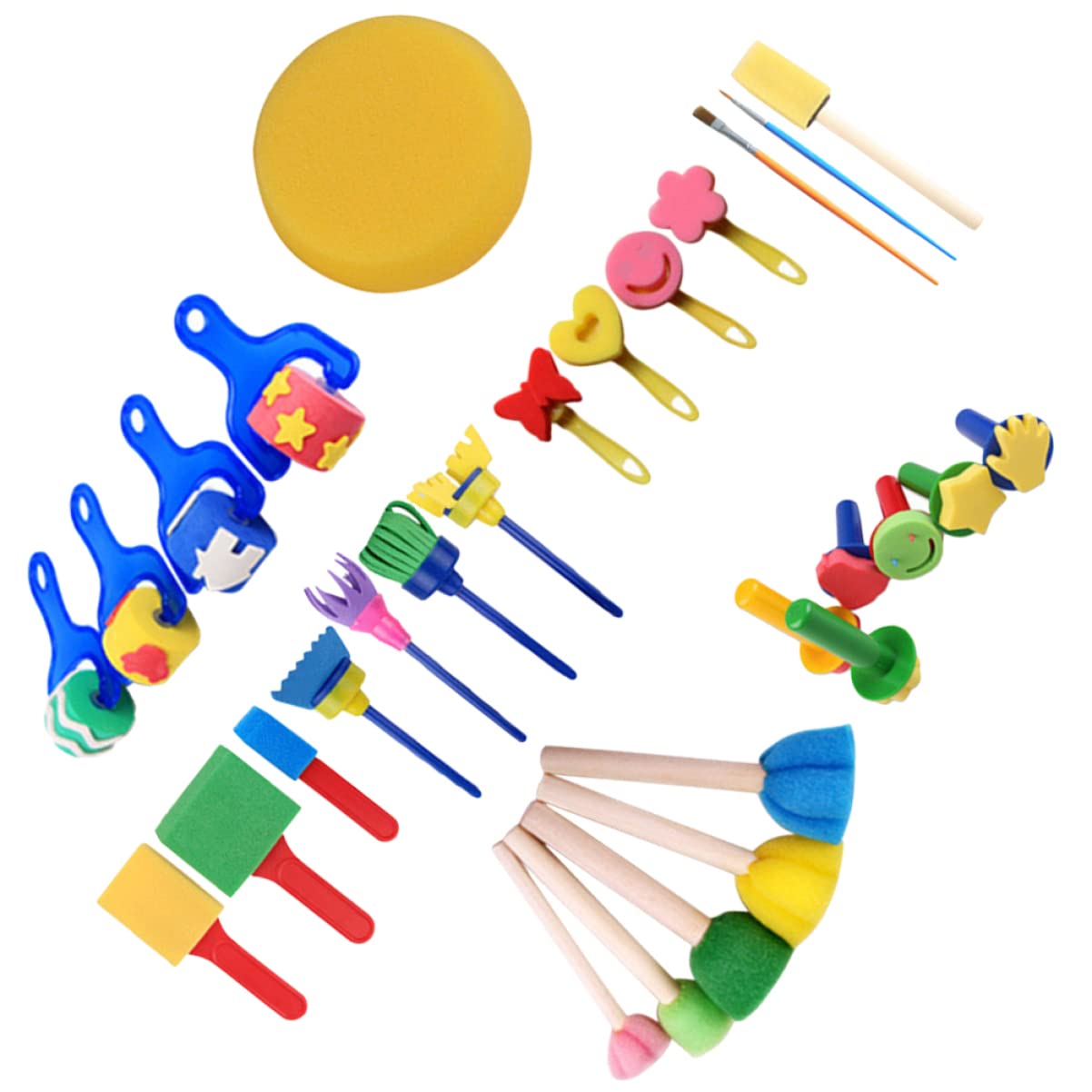 Gogogmee 30Pcs Sponge Painting Tools Set Creative Art Craft Stamps for Preschool Learning Lightweight Safe DIY Supplies for Boys and Encourages Imagination and Family Fun