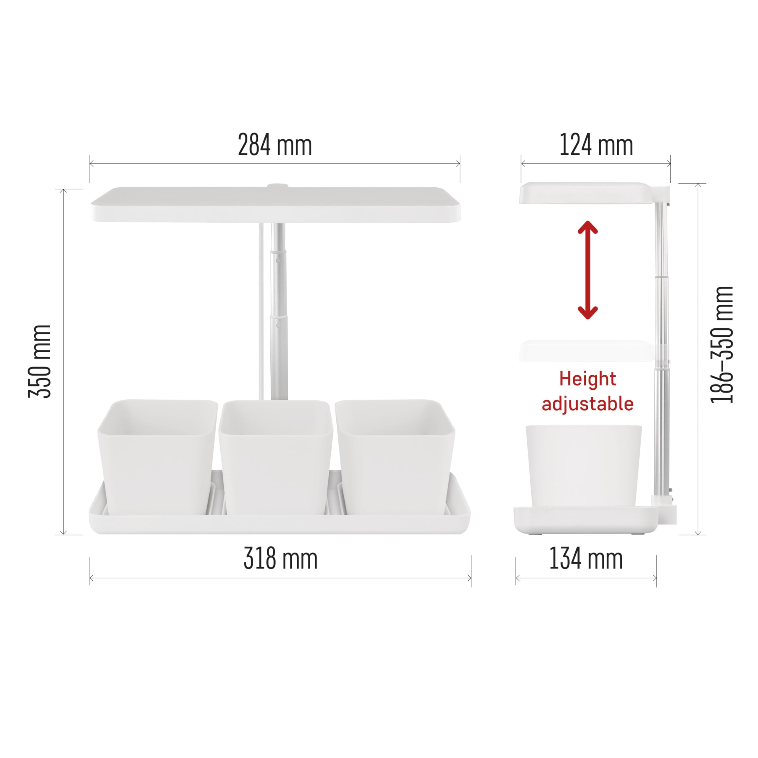 EMOS - Lampada a LED per coltivazione di erbe e piante da interno - Lampada per la crescita con 3 vasi da fiori e timer, regolabile in altezza - Luminosità 300lm - Cavo di ricarica USB-A da 1,7 m