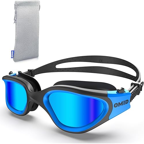 OMID Swim Goggles, P2 Polarized 【Patent & Upgrade】 Anti-Fog Anti-UV No Leakage Swimming Goggles for Adult Men Women Youth