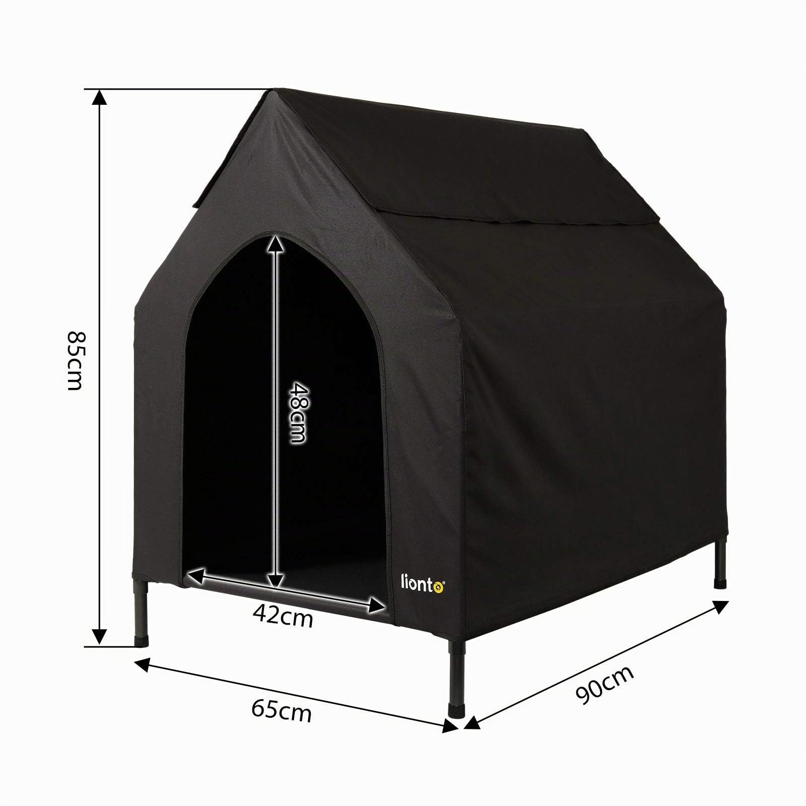 lionto Cama para Perros Cubierta Cama elevada con Techo para Perros, (S) 90x65x85 cm Negro