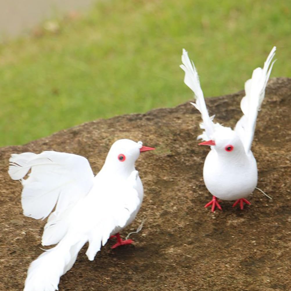 Cabilock 4 piccioni bianche per albero di piccioni artificiali, statue di uccelli da giardino per lavori fai da te, decorazioni per matrimoni fai da te, accessori per feste