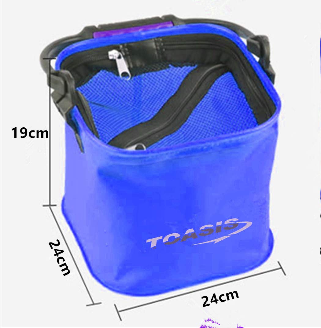 Toasis 11L EVA Live Fishing Bait Bucket - Collapsible Blue