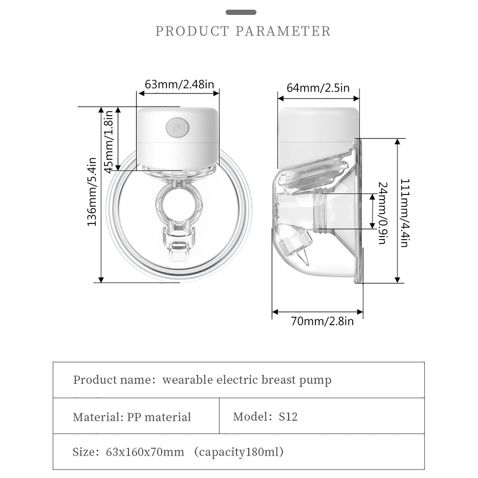 Extractor de leche eléctrico con 2 modos y 9 niveles, extractor de leche eléctrico de bajo ruido, se puede llevar en el sujetador con enchufe USB de 24 mm