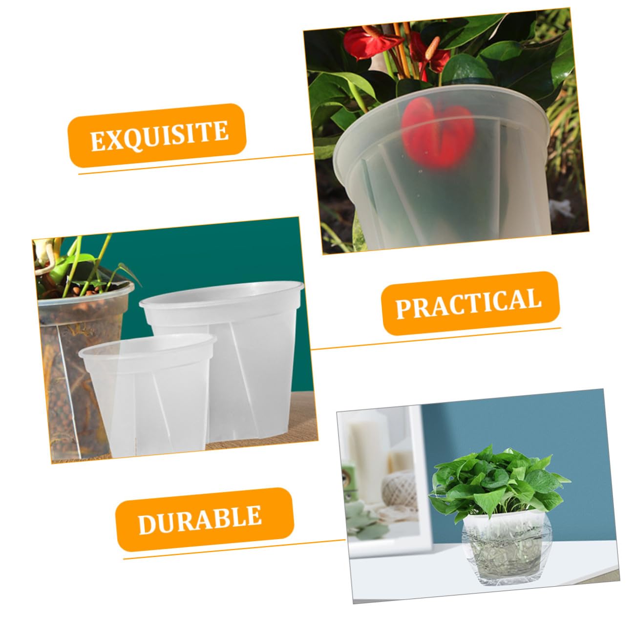 Pot de Fleur Transparent 2pcs en Plastique pour Orchidee avec Drainage Facile à Planter, pour Culture Intérieure de Succulentes et Légumes