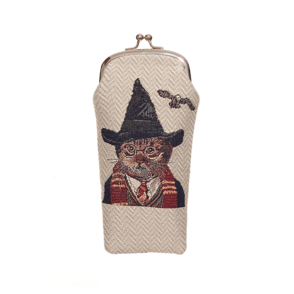 Signare Tapestry Glasses Case for Women Eyeglass Case with Fashion Pattern Design (Magical Cat)