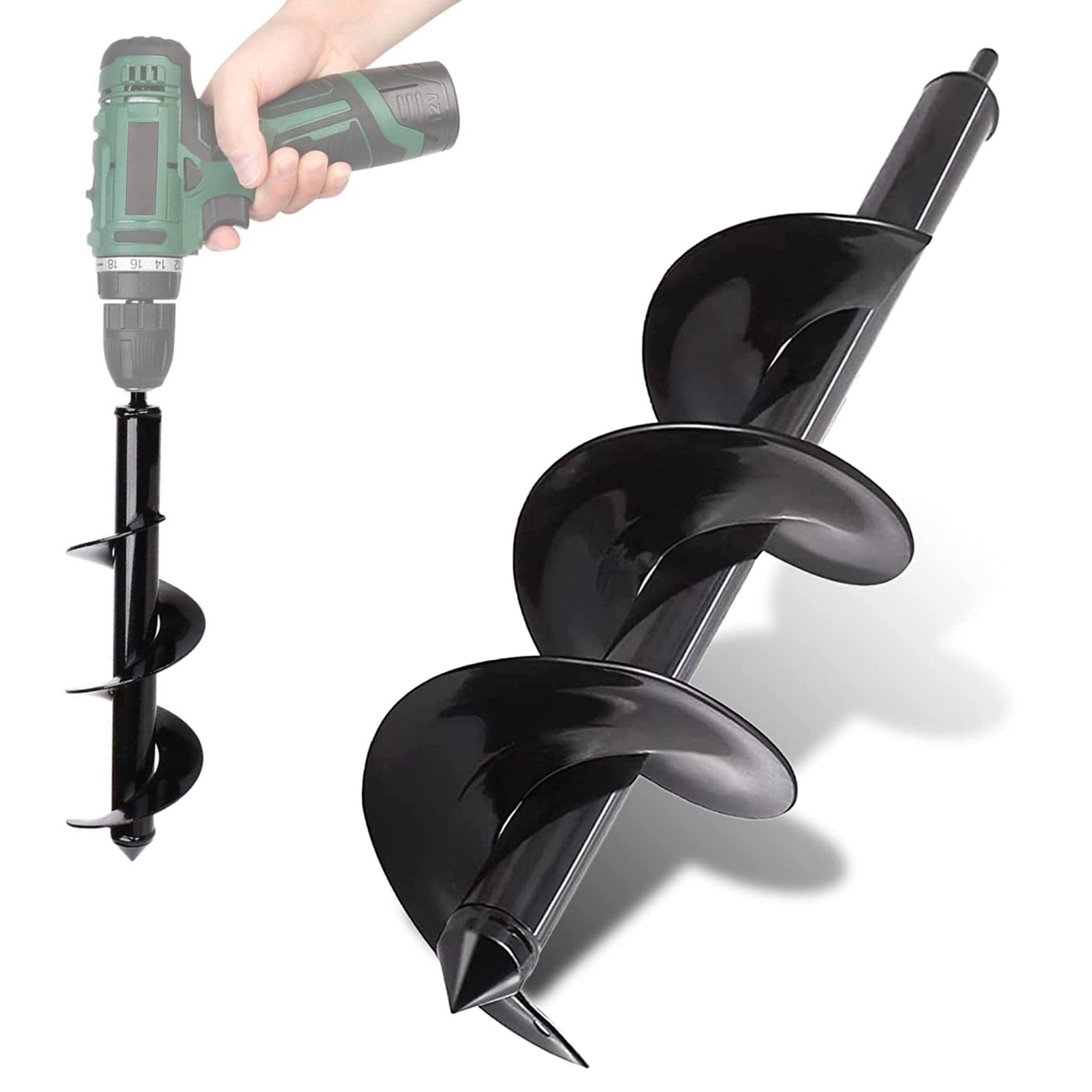 FISHTEC Trivella per Trapano Ø90mm x 25cm – Punta in Acciaio per Giardinaggio – Scava Buche Velocemente per Piante, Fiori, Alberi, Arbusti e Pali