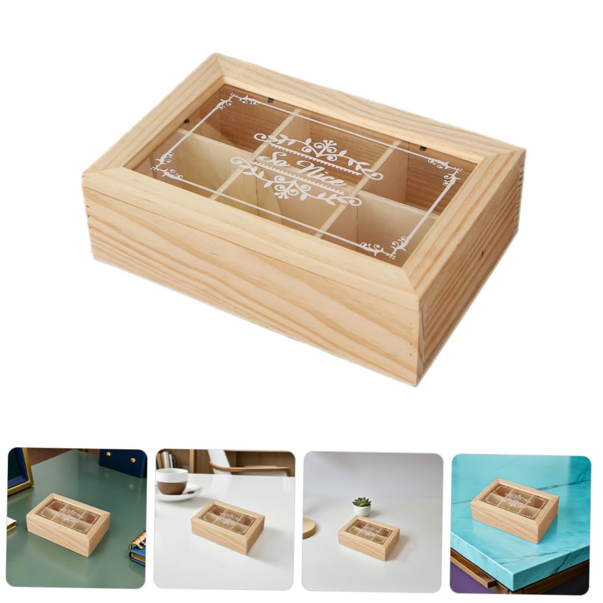 Angoily 2 pezzi Organizer Scrivania in con Acrilico Protettivo Scatola Rettangolare Scomparti per Tè Gioielli e Accessori per Ufficio e Casa Design Compatibile con Stili Moderni e Retrò