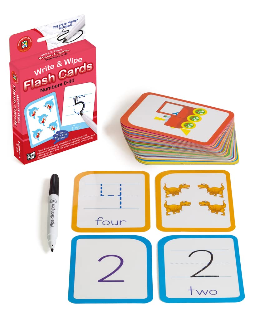 Learning Can Be Fun Write and Wipe 0-30 Numbers Flash Cards with Marker
