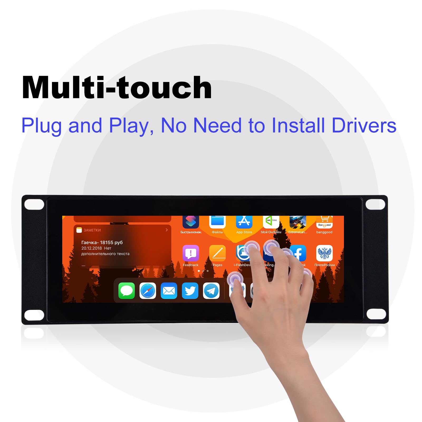 GeeekPi 7.84 calowy 1280 x 400 Pojemnościowy ekran dotykowy LCD Monitor do montażu na regał DeskPi RackMate T0/T1/T2 Szafka serwerowa