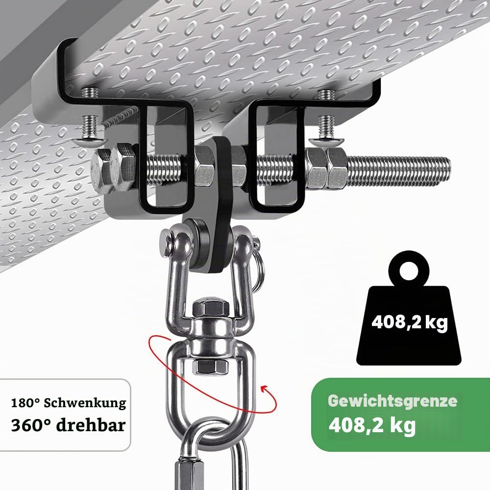 BeneLabel Boxsack I-Beam Aufhänger, Boxsack Halterung Balken Schwenkbar Verstellbar Klemme Sandsack Befestigung Karabiner für Indoor Outdoor Muay Thai Training