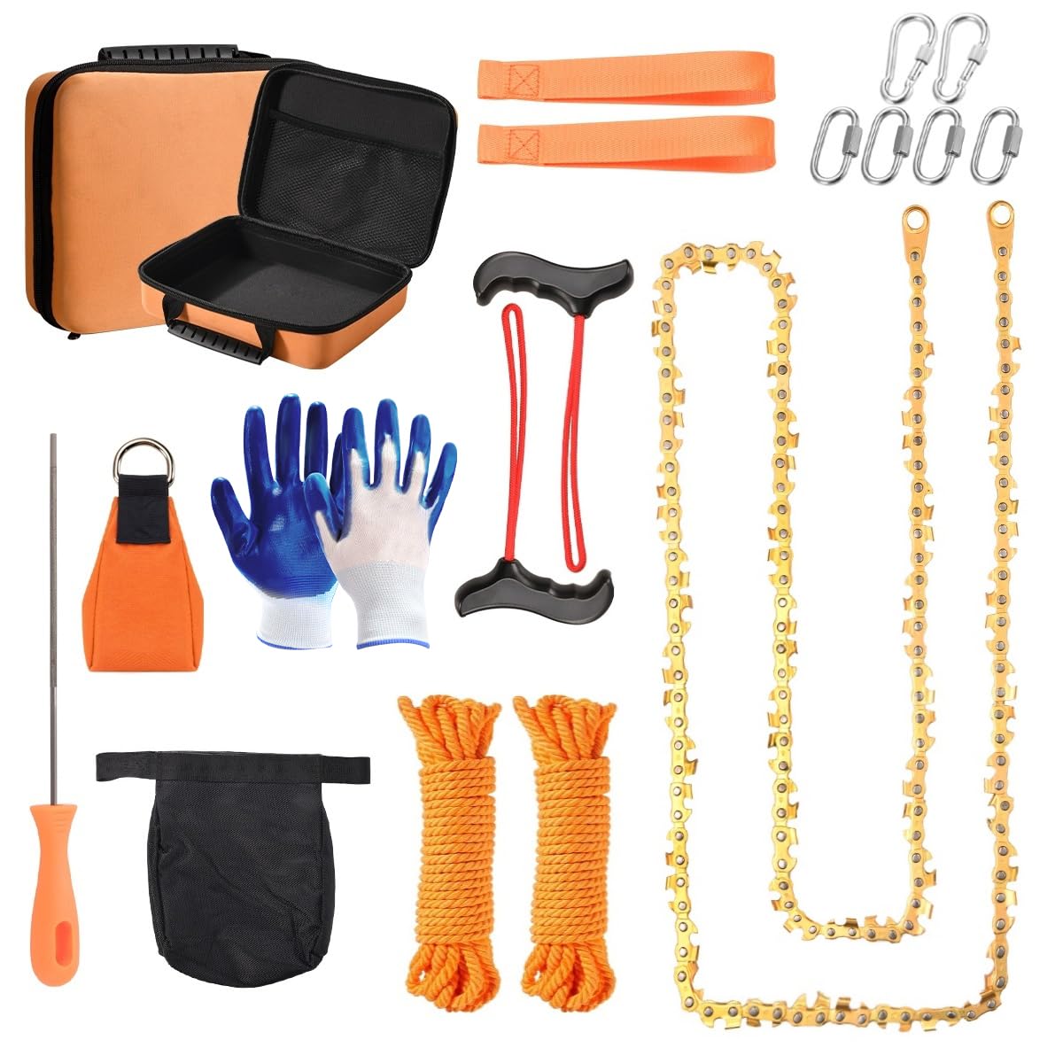 55 inch rope chain saw with 70 sharp teeth amp 64 feet ropes kit tree saw high limb pocket chainsaw - pole saws for tree trimming and limb removal