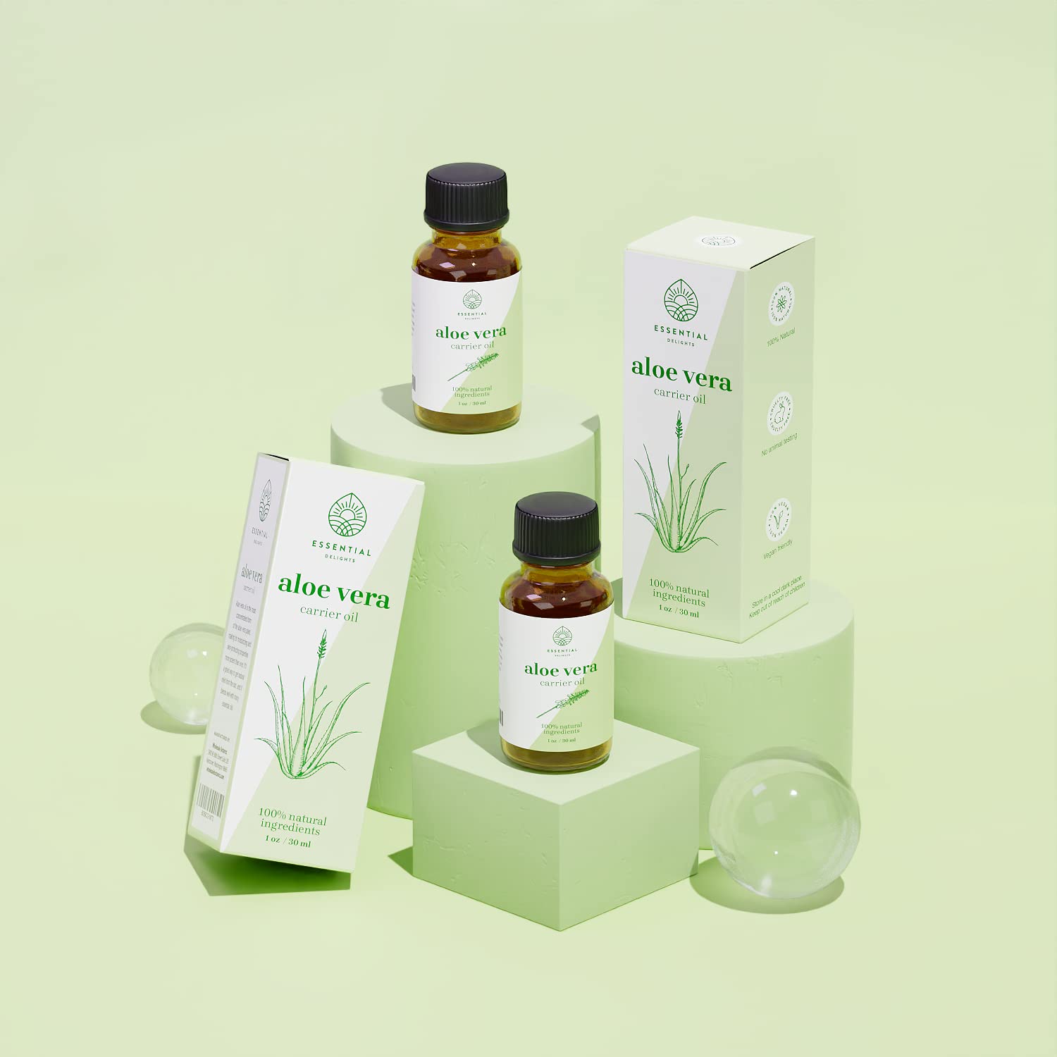 Aloe Vera Oil - Premium Undiluted Carrier Oil by Essential Delights (1 oz.) | Soothing & Nutrient Rich